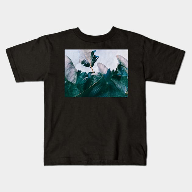 Tropical Palm Leaves Kids T-Shirt by visualspectrum